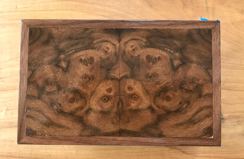 walnut veneered jewelry box top