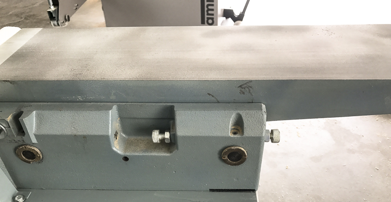 jointer outfeed table positive stop screws