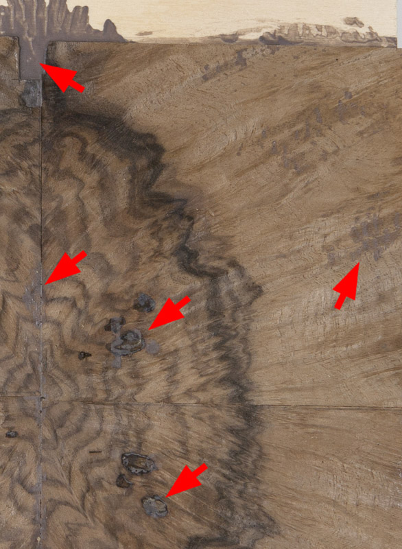 PVA glue seepage through walnut veneer